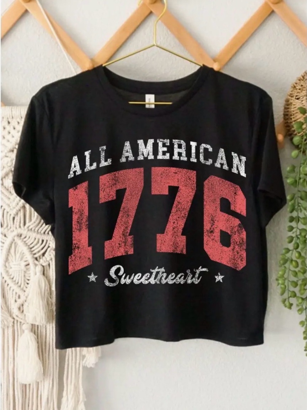 All American 1776 Sweetheart Graphic Tee - Black & Red